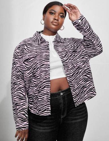 Zebra Print Denim Jacket Multiple Size 2X