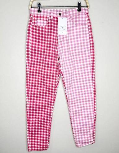 Daisy Street  Womens Mom Jeans Two-Tone Gingham High Rise Red and Pink Size EU 36