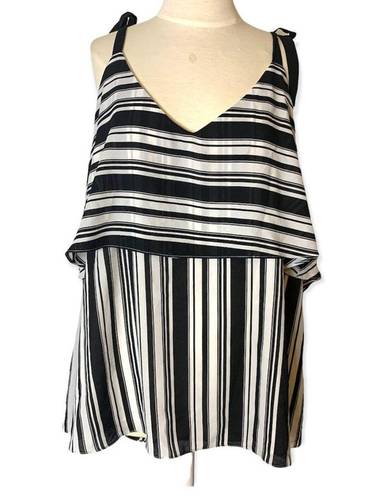 City Chic  tie shoulder striped tank top black white sz 20