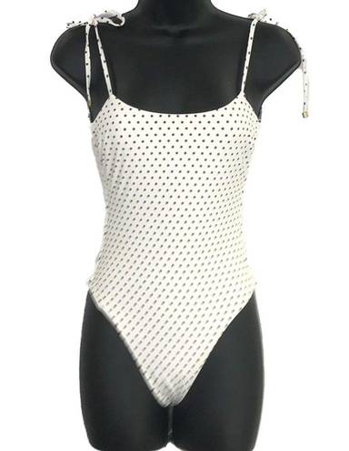 Vitamin A  Size 4 XS Valentina Ecorib One-Piece Rumba Polka Dot Swimsuit White