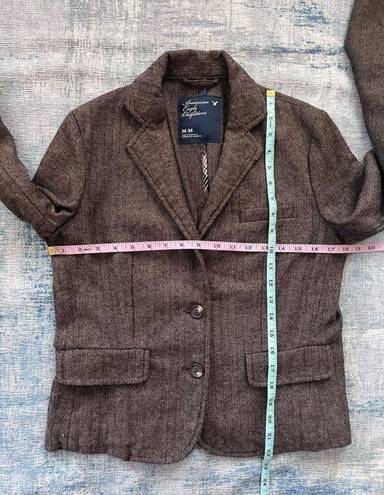 American Eagle  Outfitters Brown Herringbone 2 Button Wool Blend Blazer Medium