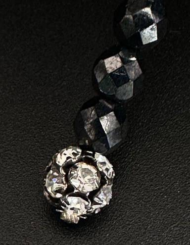 Onyx Vintage Black Hematite  And CZ Lariat Necklace