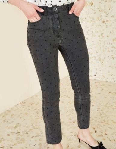 Ulla Johnson  Prince Polka Dot Skinny Jeans Cropped Charcoal Gray Women’s Size 2