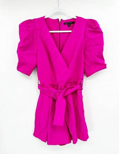 Black Halo  Maricopa Vibrant Pink Puff Sleeve Belted Mini Dress Size 4