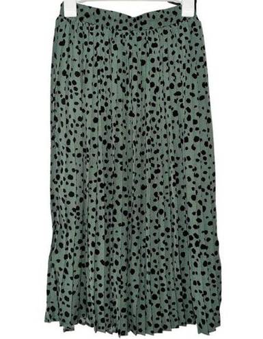 easel  GREEN & BLACK SPOTTED PLEATED FLOWING MAXI SKIRT SMALL