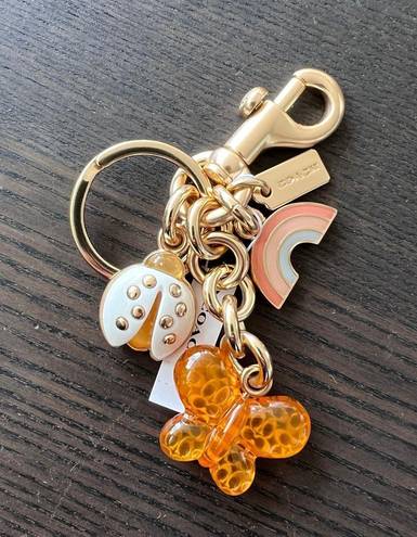 Coach rainbow clusters ladybug butterfly bag charm keychain CH844