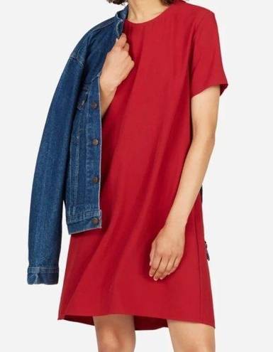 Everlane  Red The Japanese GoWeave Short-Sleeve A-Line Dress Size 14