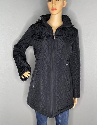Gallery Quilt Hooded Jacket Black With Gold Hardware Size Small