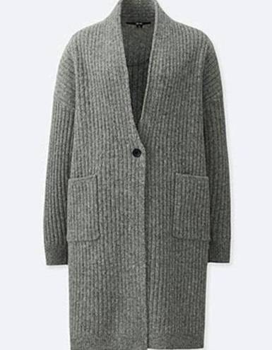 Uniqlo NWT  Gray Wool Ribbed Knitted Coat xs