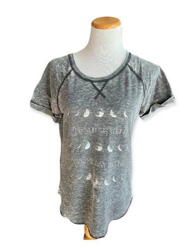 Grayson Threads Womens  The Night is Young Moon Burnout Graphic Tee - Sz M