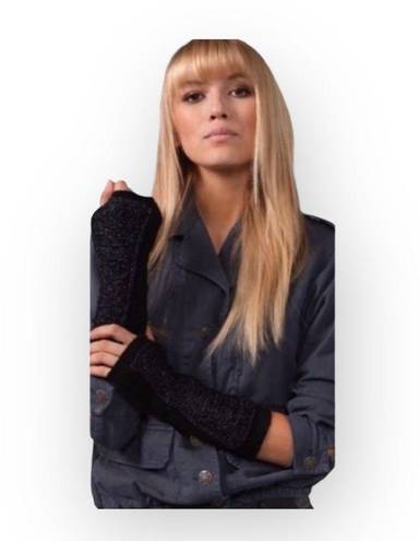 Rare: new Pencey ✵ Fringe Fingerless Gloves ✵ Black Metallic ✵ Edgy Chic Blingy