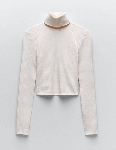 ZARA Nwt Ribbed Cropped Turtleneck Sweater Top Blouse