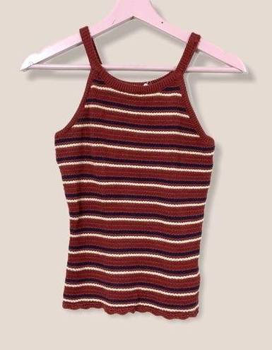 Cloud Chaser  high neck thin strap stripe knit top tank S