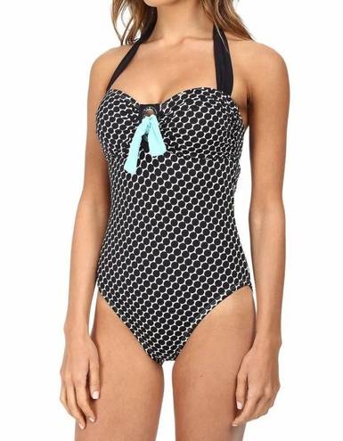 Bleu Rod Beattie NWT  Connect The Dots Black & White Polka Dot Swimsuit Size 6