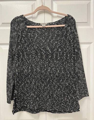 Helmut Lang Helmut Caged Boucle Linen Sweater Black Marled Raglan Sleeve Sweater Size PS