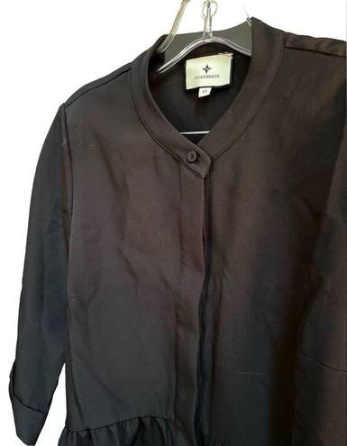 Tuckernuck  Black Royal Shirt Dress with 3/4 Sleeves Size XS Button Down Stretch