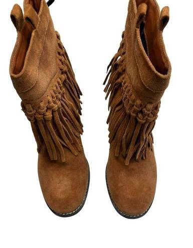 sbicca  Sound Suede Wester Leather Fringe Bootie Size 6