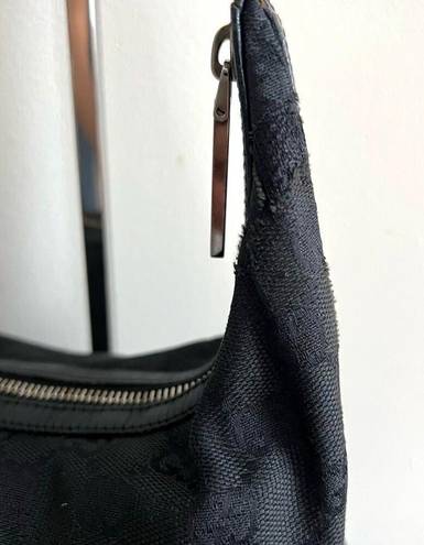 Gucci  GG Black Monogram Canvas and Leather Shoulder Bag