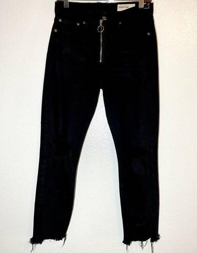 Pistola  Nico Into the Void Distressed Mom Jean O Ring Zipper Black 26"