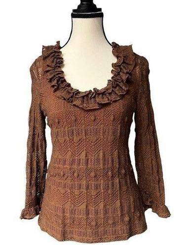 Oscar de la Renta Vintage OSCAR  Mesh Lace Ruffle Top