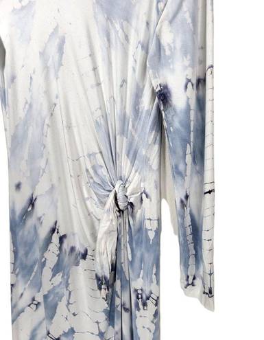 Young Fabulous and Broke  Tie Dye Long Sleeve Maxi Dress in White/Blue