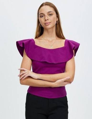 Ted Baker  Frill Detail Bardot Top Ruffle Purple NWT Ted Size 0 US Women's 2