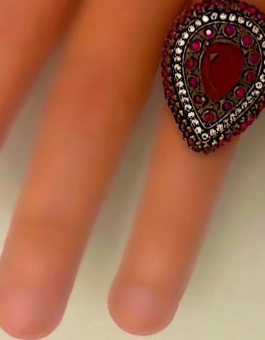 Ruby 8 8.25  Fine Art Ring Solid 925 Sterling Silver Gold Unisex Pear Round Gems Diamond Topaz Brilliantly Faceted MEN WOMEN M6121