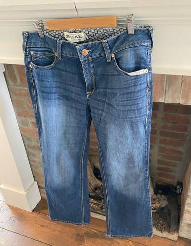 Ariat Womens  R.E.A.L. Mid Rise Stretch Entwined Boot Cut Jean 33 Short 31 inseam