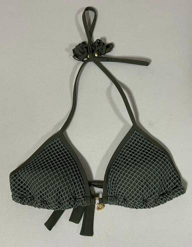 Banana Lemon Banana Moon Olive Green Fishnet Mesh String Bikini Swim Top Bathing Suit Designer Luxury Swimwear Size M ✨