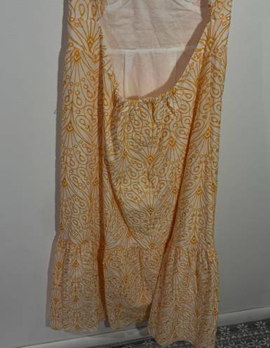 The Loft NWT Eyelet Open Back Maxi Dress Yellow/White Size 14 Petite