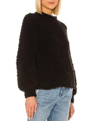 1. State Black Oversized Poodle Knit Sweater XS Mockneck Puff Sleeve Cotton  NEW