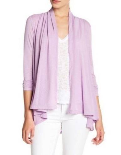 Gibson  Claire Lavender Ribbed Open Front Cardigan