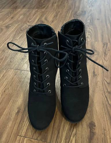 X-Appeal Black Lace-Up Boots