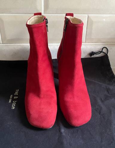 Rag and Bone Red Suede Ankle Boots