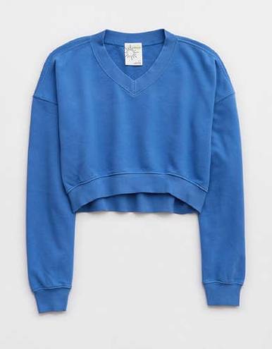 Aerie OFFLINE By  Throw-Back Cropped V Neck Sweatshirt