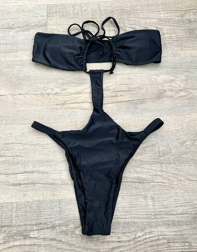 Matte Collection black cut out one piece bikini size M.