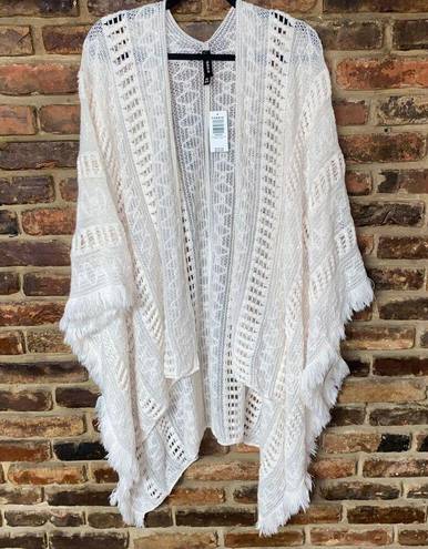 Torrid NWT  Ivory Open Knit Fringe Sweater Ruana Women's One Size