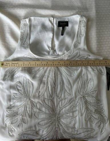 Laundry by Shelli Segal  White Silver Beads Popover Blouson Shift Dress Sz 6 NWT