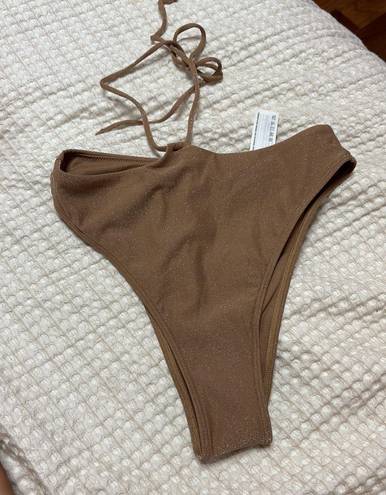 Abercrombie & Fitch NWOT  brown shimmer high leg waist wrap tie bikini bottoms 