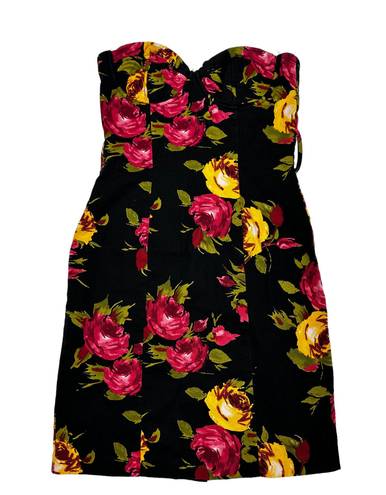 Twenty One  Strapless Floral Twill Mini Dress (S)