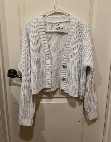 Hollister White Cropped Cardigan