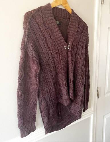 All Saints Gray Deep Purple Bind Cardigan Clasp Wool Mohair Sweater Size 0