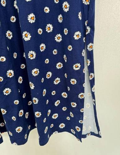 Acting Pro NEW  Blue with White & Orange Daisies Knit Oversized Shirt Dress Large