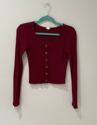 Garage Maroon Cropped Sweater Top