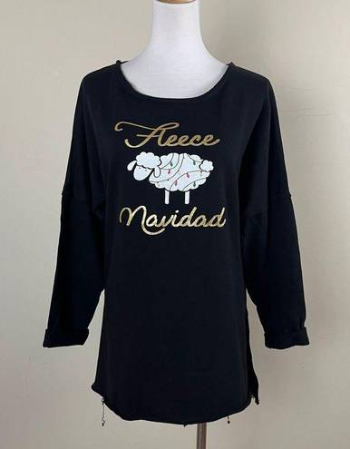 Crown & Ivy NEW Fleece Navidad Black Christmas Sweatshirt - Medium