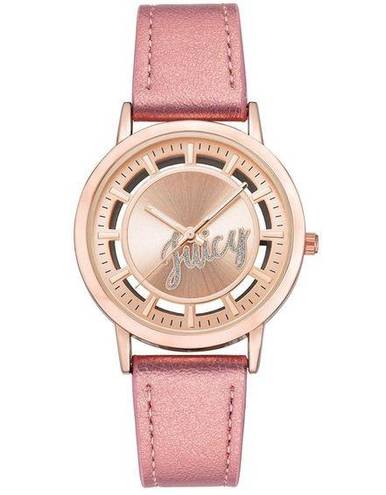 Juicy Couture NWT  Rose Gold & Pink Leather Band Rhinestone Watch