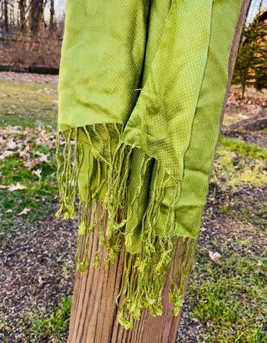 Apple Green 100% Rayon Scarf With Fringe