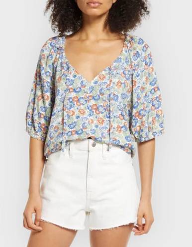 Treasure & Bond Floral Front-Tie Blouse