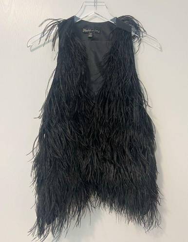 Elizabeth and James  Xiomara Ostrich Feather Vest in Black