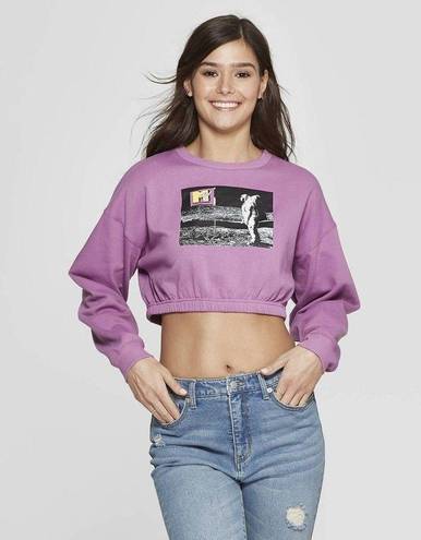 The Moon MTV Landing Lavender Crop Sweatshirt